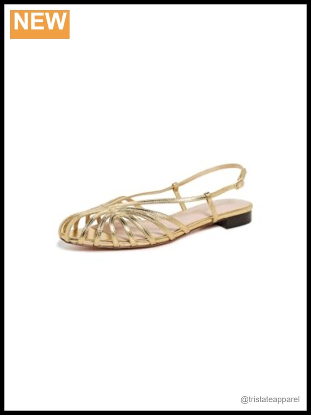 Lambskin Leather Slingback Flat Sandals Lattice Adjustable Casual